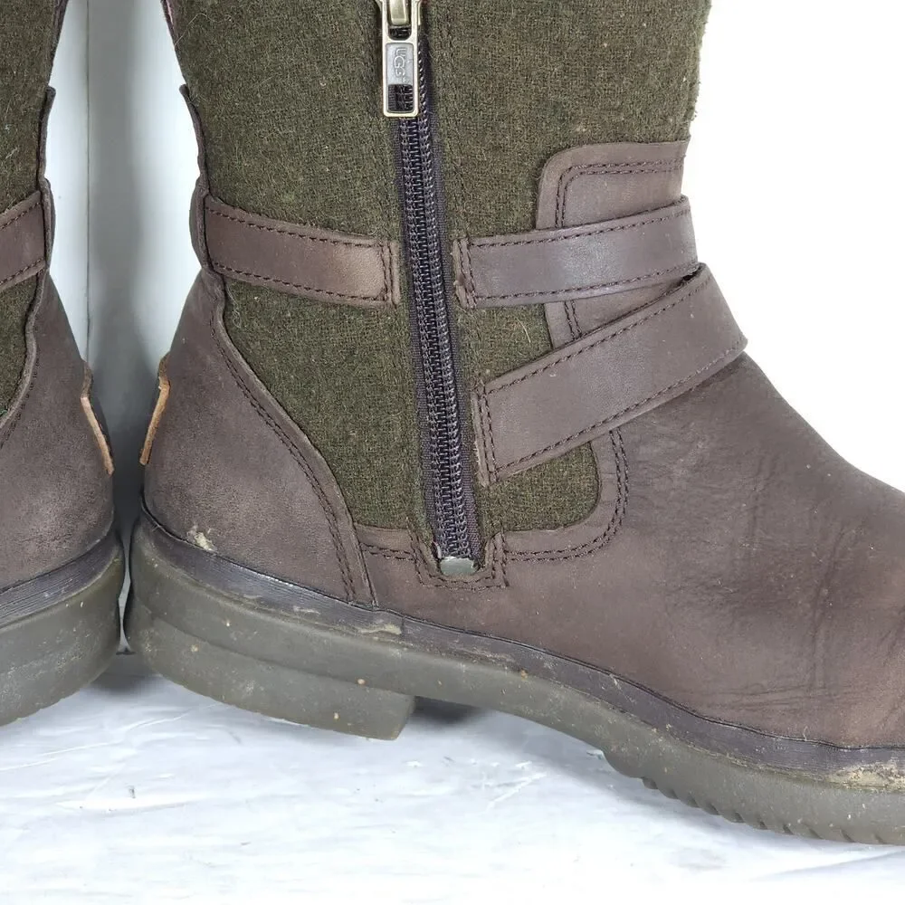 UGG Women's Simmens US 7 Brown Leather Lined LaceUp Waterproof Winter Boots